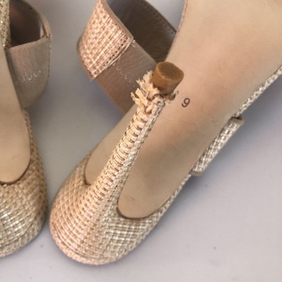 House of Harlow 1960 X REVOLVE Lane Heels Natural Straw Beige Pumps - Picture 8 of 8